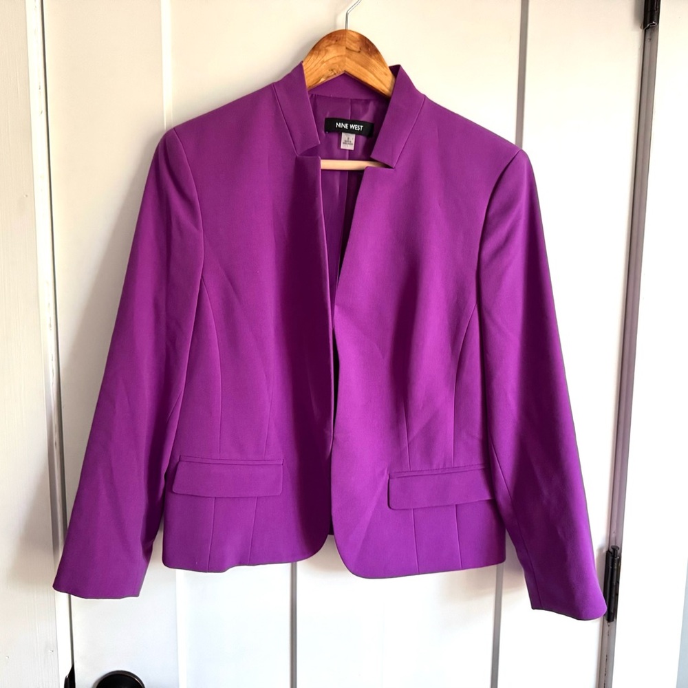 Nine West Purple Open-Front Blazer